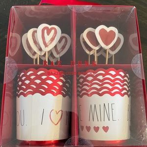 Brand New Rae Dunn Boxed Set Valentines Cupcake Baking Cups & Heart Picks